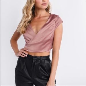 Satin Blush Wrap Top